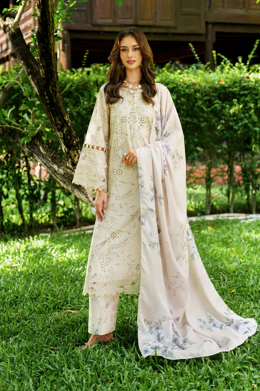 embroidered lawn dress Lawn Dress Beautiful Ladies Dress Design Aneela's All-Over Print Embroidered  Lawn Dress With Chiffon