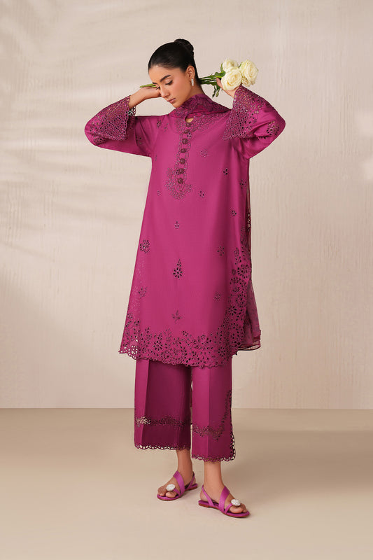 UE-593 Embroidered Textured Lawn - Iznik
