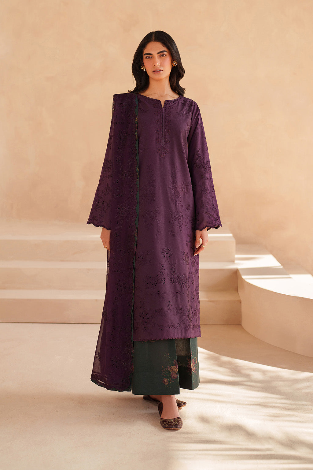 iznik purple dress Purple Embroidered Lawn dress | Iznik