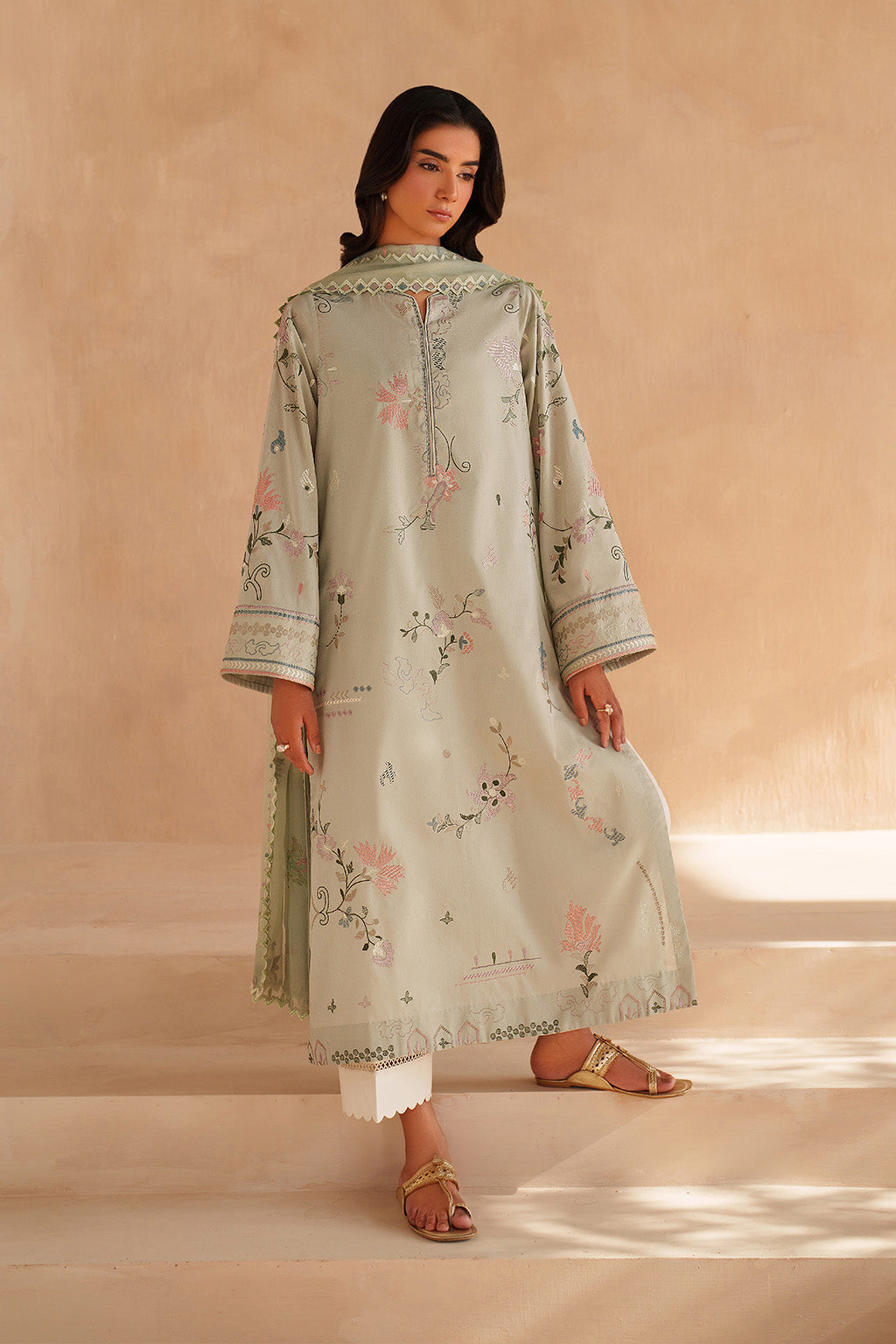 Mint Green Embroidered Lawn dress | Iznik
