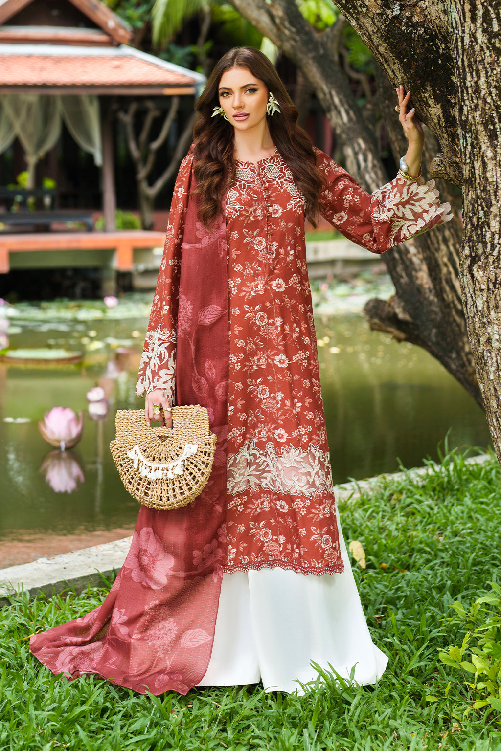 Rust Embroidered Lawn dress | Iznik | Lawn collection 2026 Rust Embroidered Lawn dress | Iznik | Lawn collection 2026
