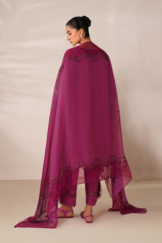 UE-593 Embroidered Textured Lawn - Iznik