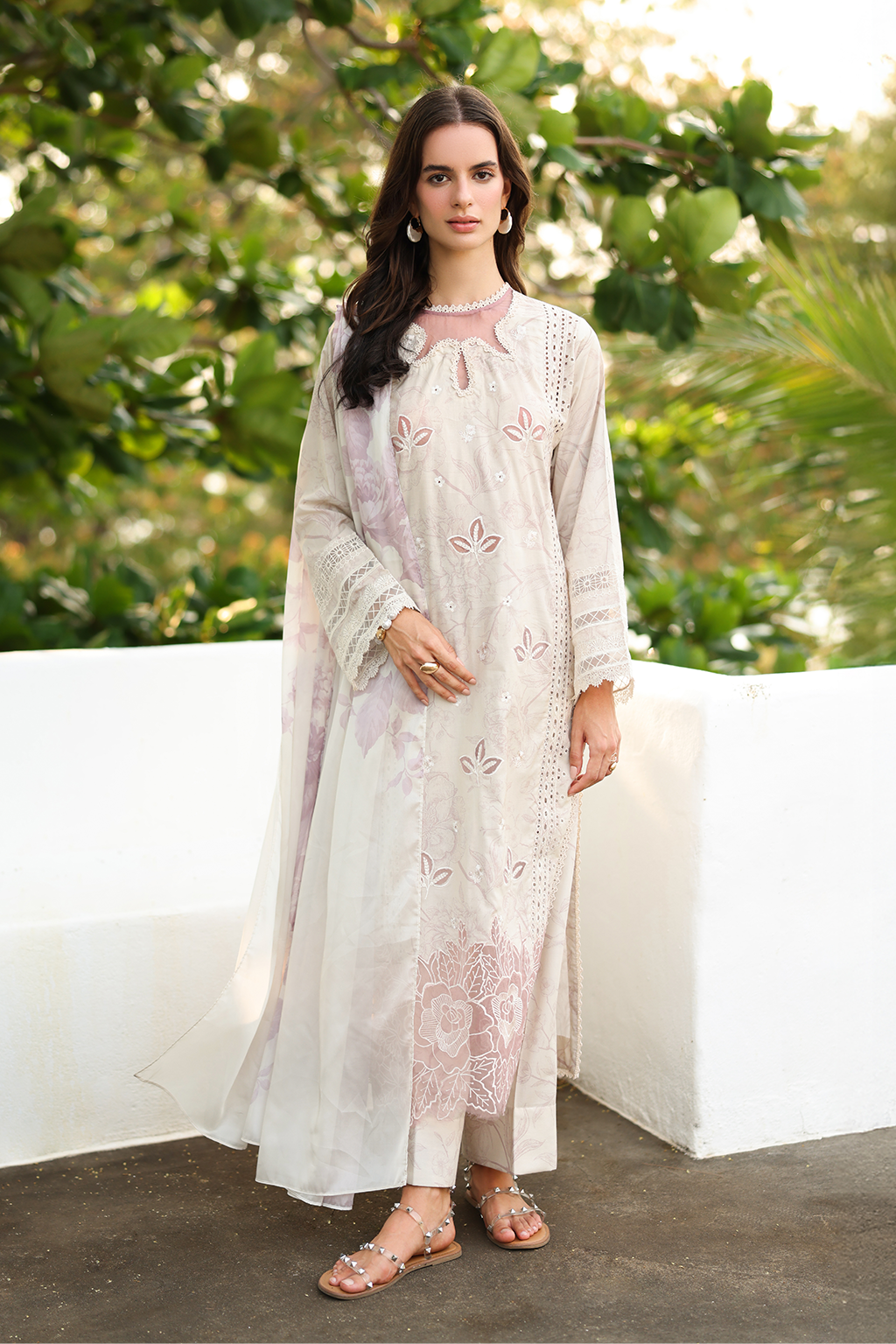 Pearl White Embroidered Lawn dress