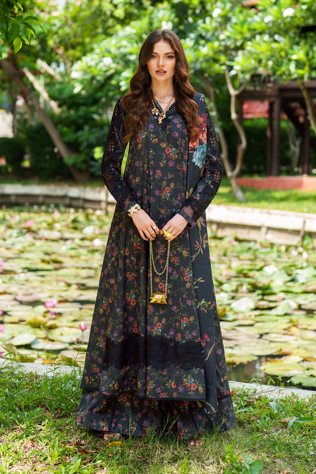 white christmas dresses Classic Black Dress Design – 3 Piece Stitched Suit for Women in Pakistan main image 1