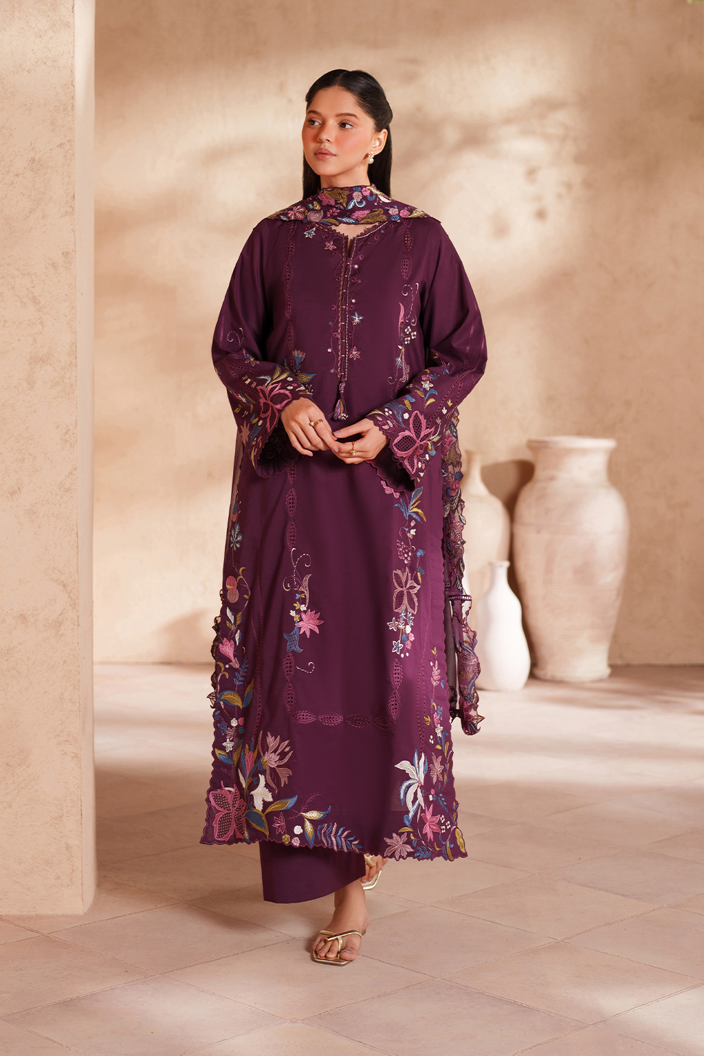 purple lawn dress Byzantium Purple Embroidered Lawn dress | Eid Lawn Collection