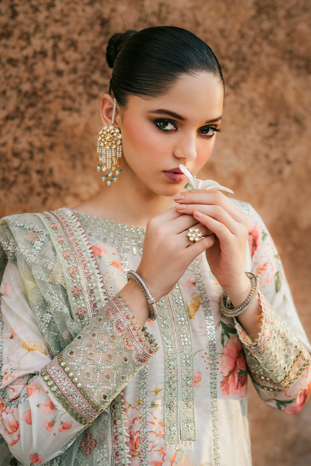 UE-311 Embroidered Raw Silk