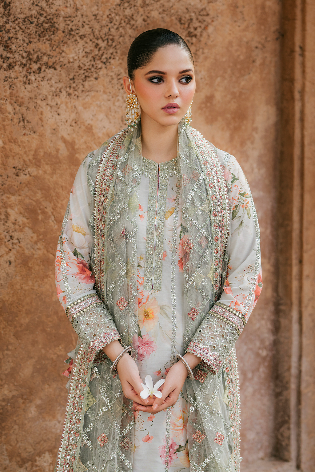 UE-311 Embroidered Raw Silk