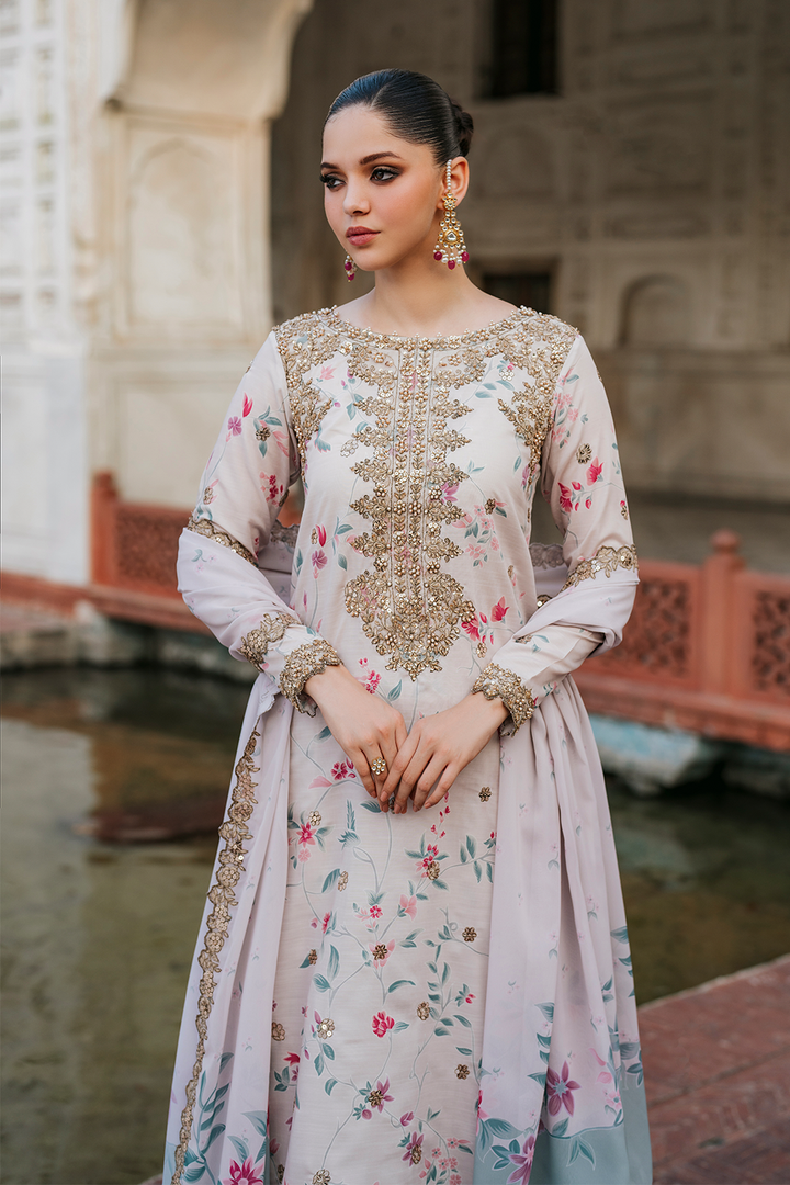 UE-318 Embroidered Raw Silk