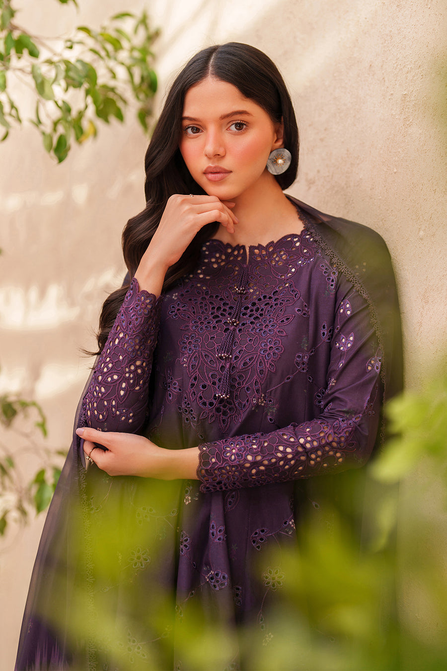 purple embroidered dress Dark Purple Embroidered Lawn dress | Eid Lawn Collection
