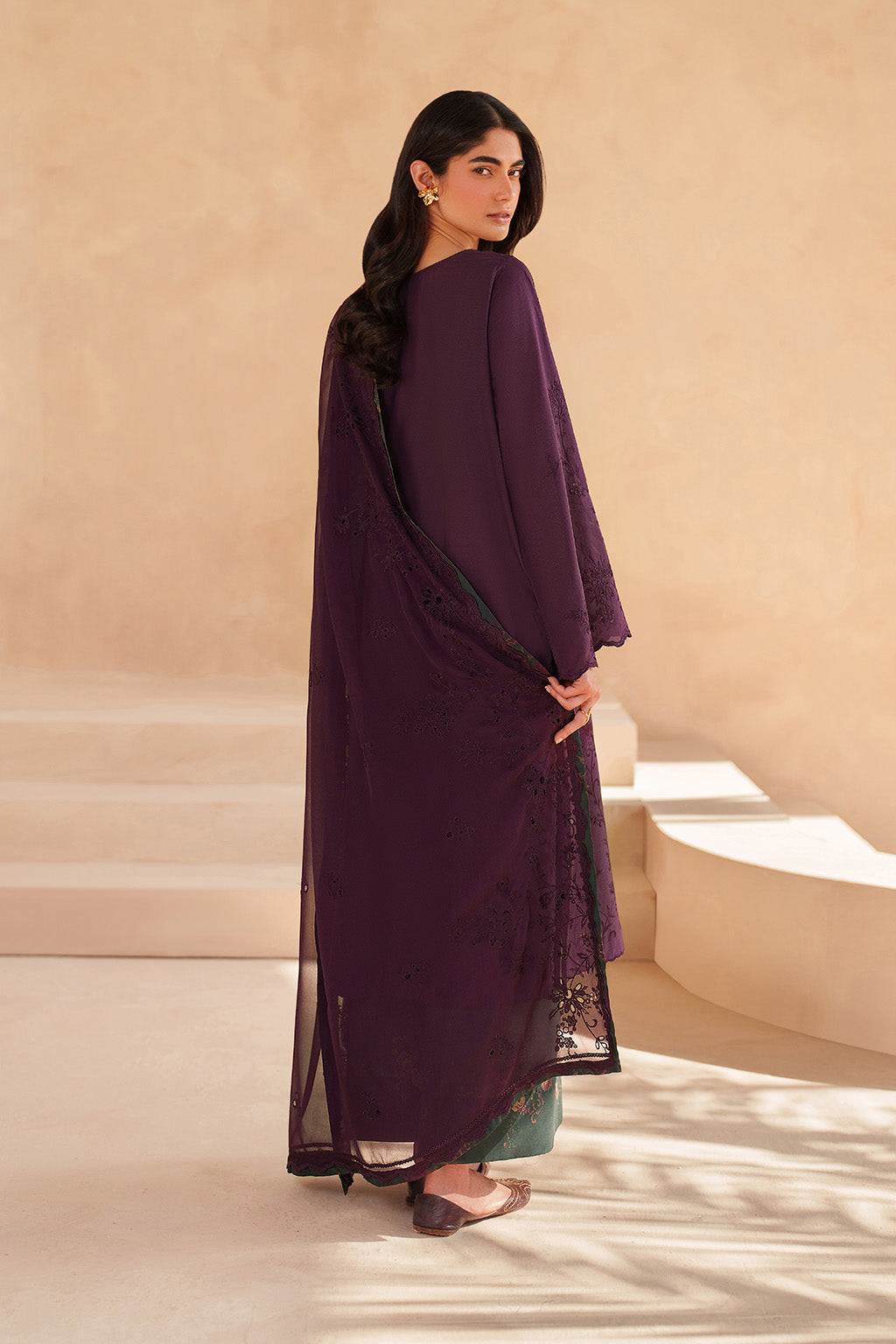 iznik purple dress Dark Purple Embroidered Lawn dress | Eid Lawn Collection