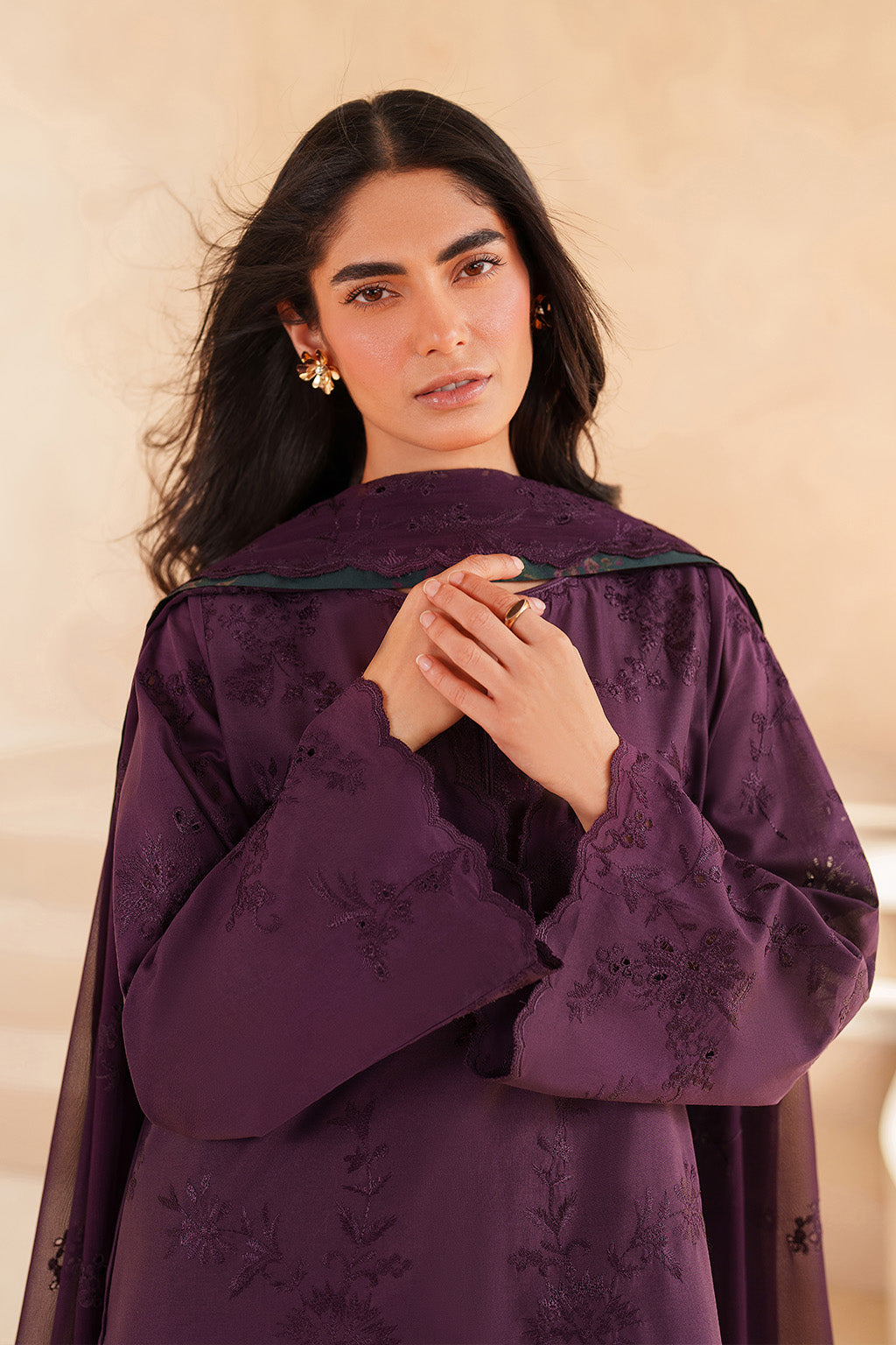 iznik purple dress Purple Embroidered Lawn dress | Iznik
