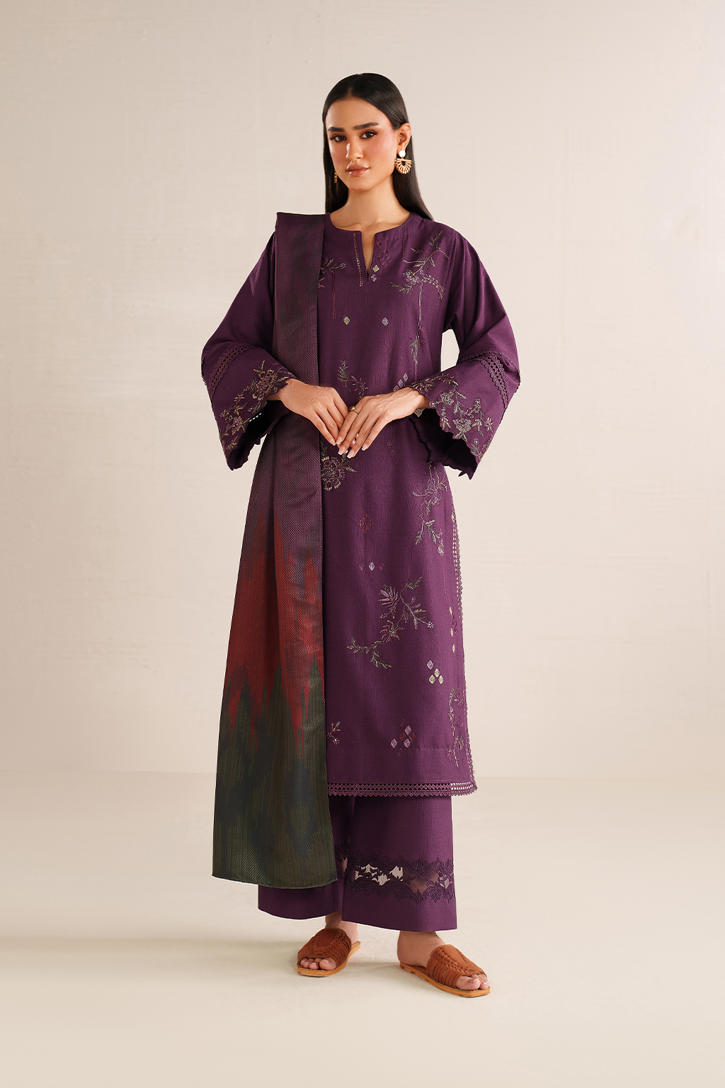 UE-584 Embroidered Khaddar