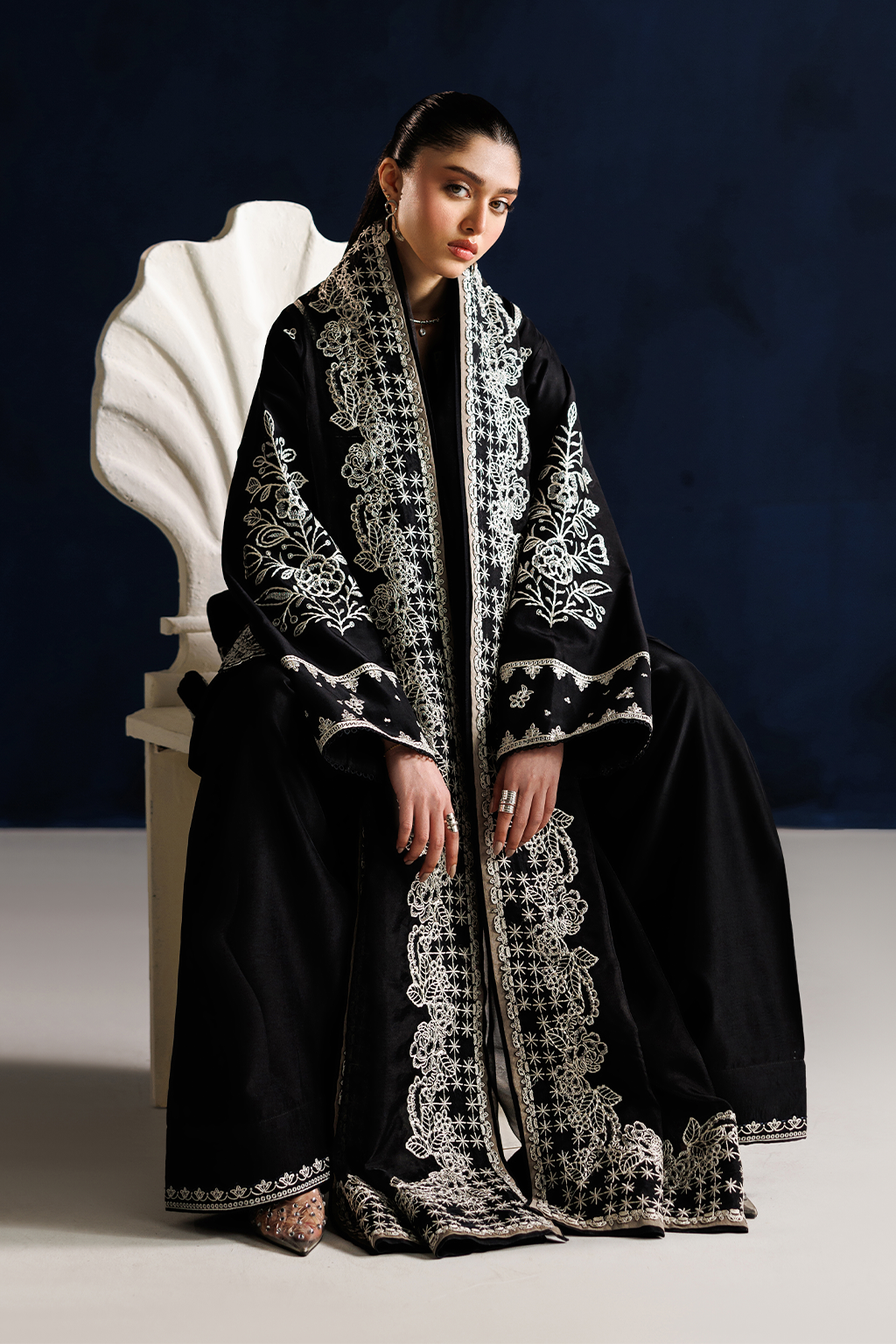 Black Silk Embroidered Festive Dress | EID LUXE By IZNIK – Iznik Black Silk Embroidered Festive Dress | EID LUXE By IZNIK – Iznik