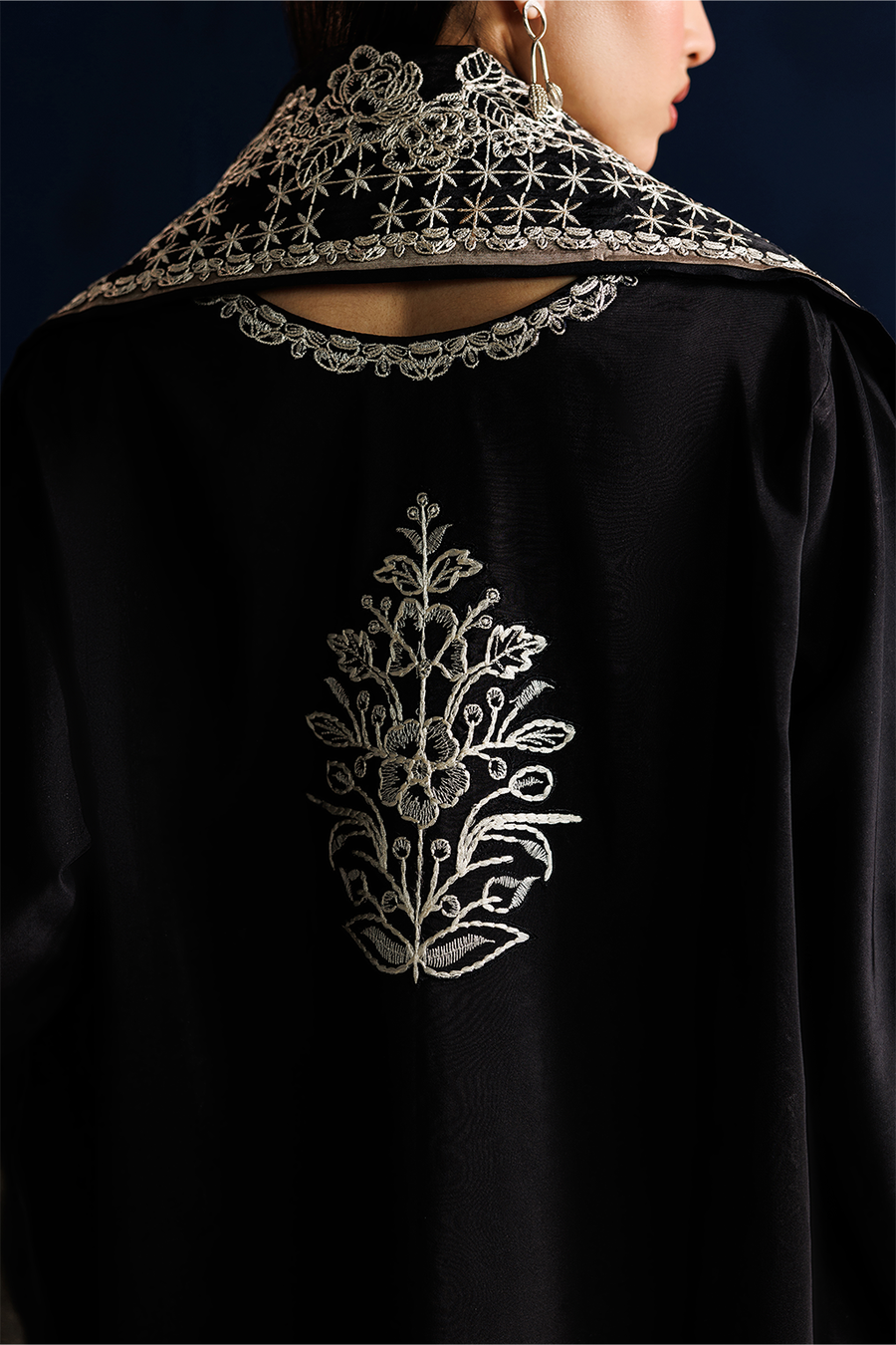 Black Silk Embroidered Festive Dress | EID LUXE By IZNIK – Iznik