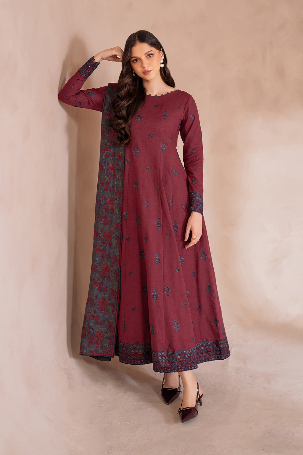 UE-372 Embroidered Khaddar