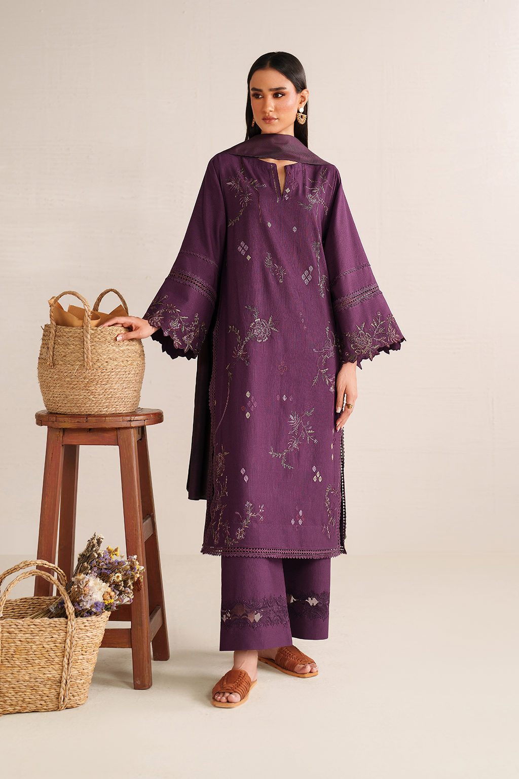 UE-584 Embroidered Khaddar