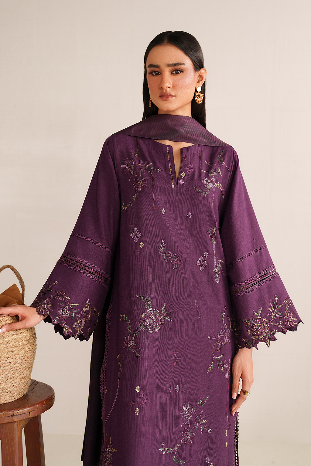 UE-584 Embroidered Khaddar