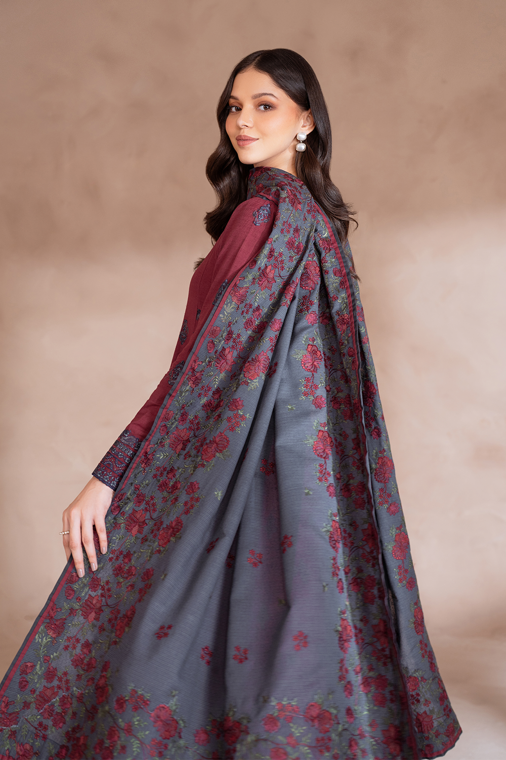 UE-372 Embroidered Khaddar