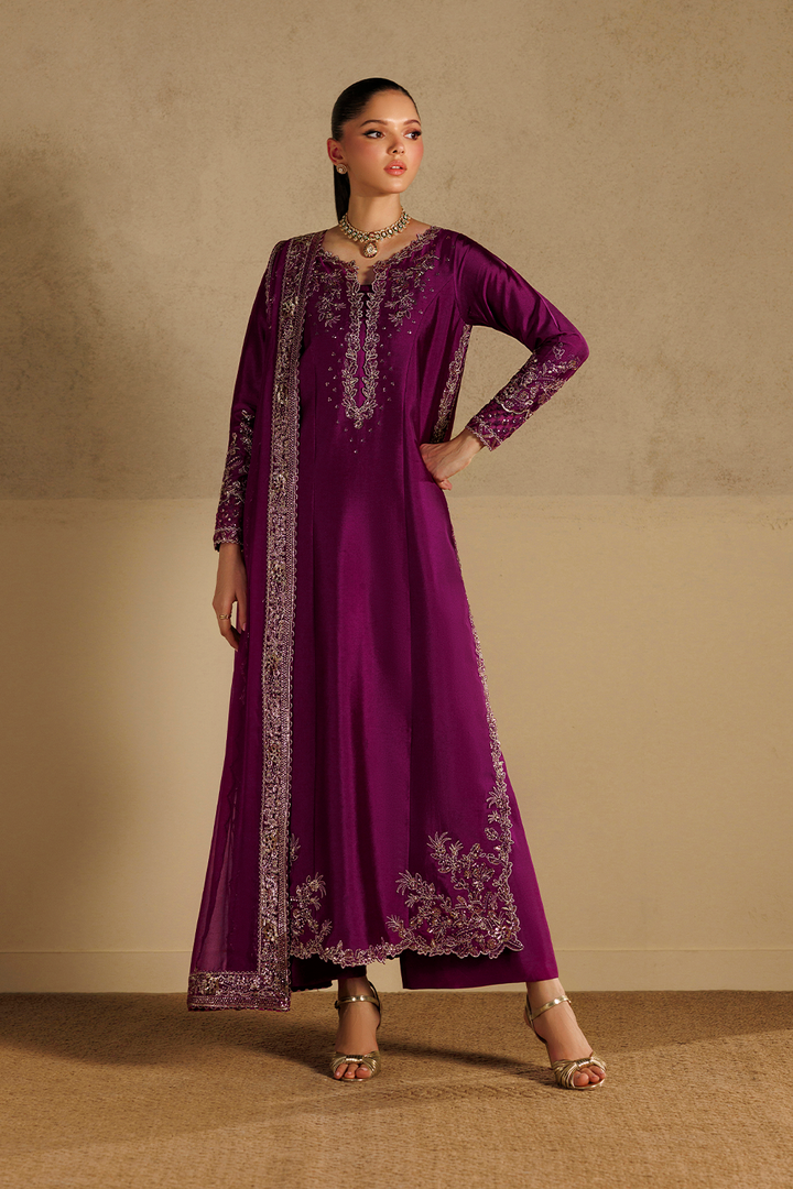 UE-736 Embroidered Sheesha Silk
