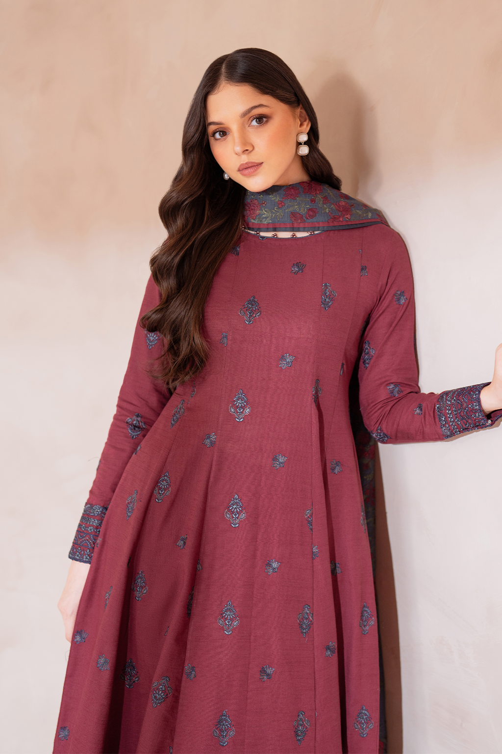 UE-372 Embroidered Khaddar