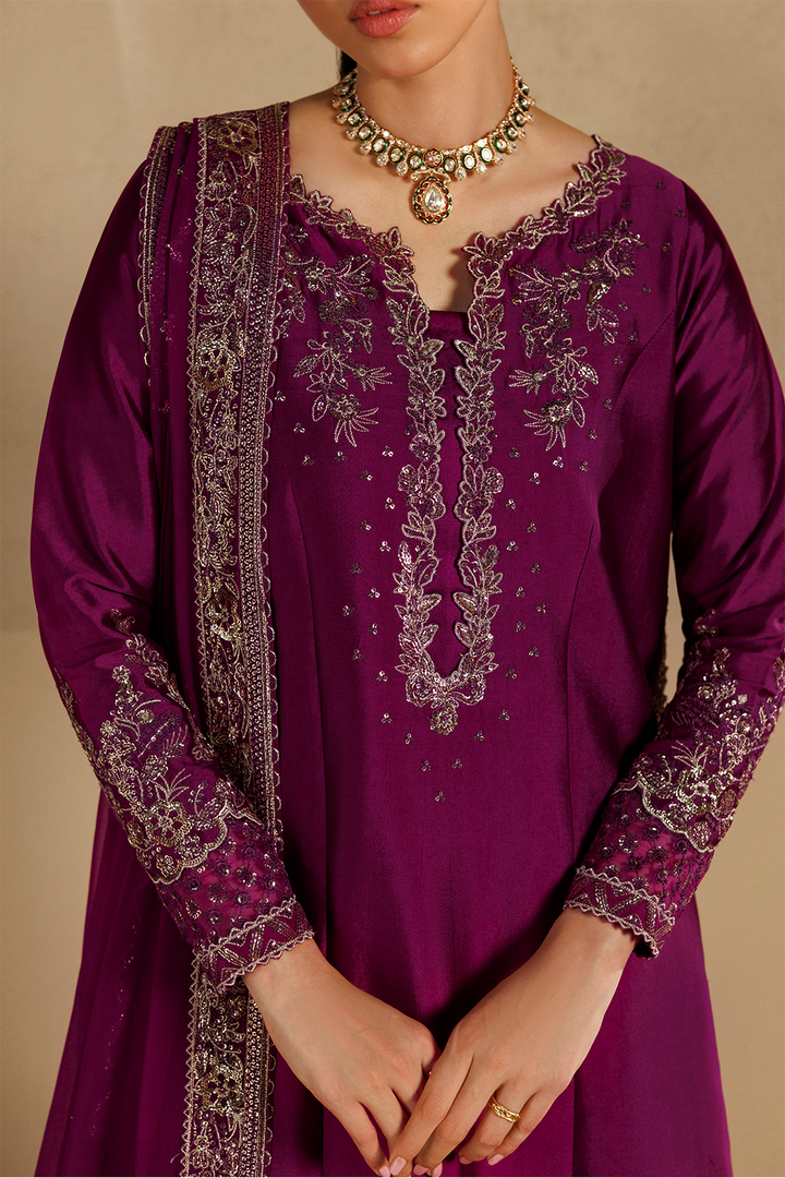 UE-736 Embroidered Sheesha Silk