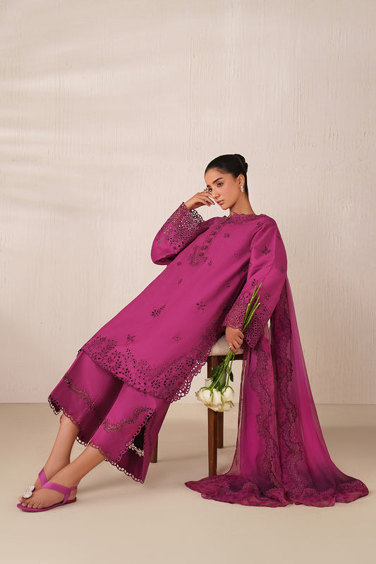 UE-593 Embroidered Textured Lawn - Iznik