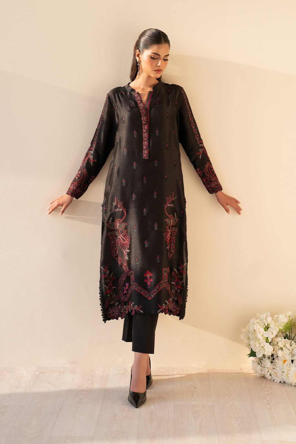 UE-434 Embroidered Pure Jacquard Silk