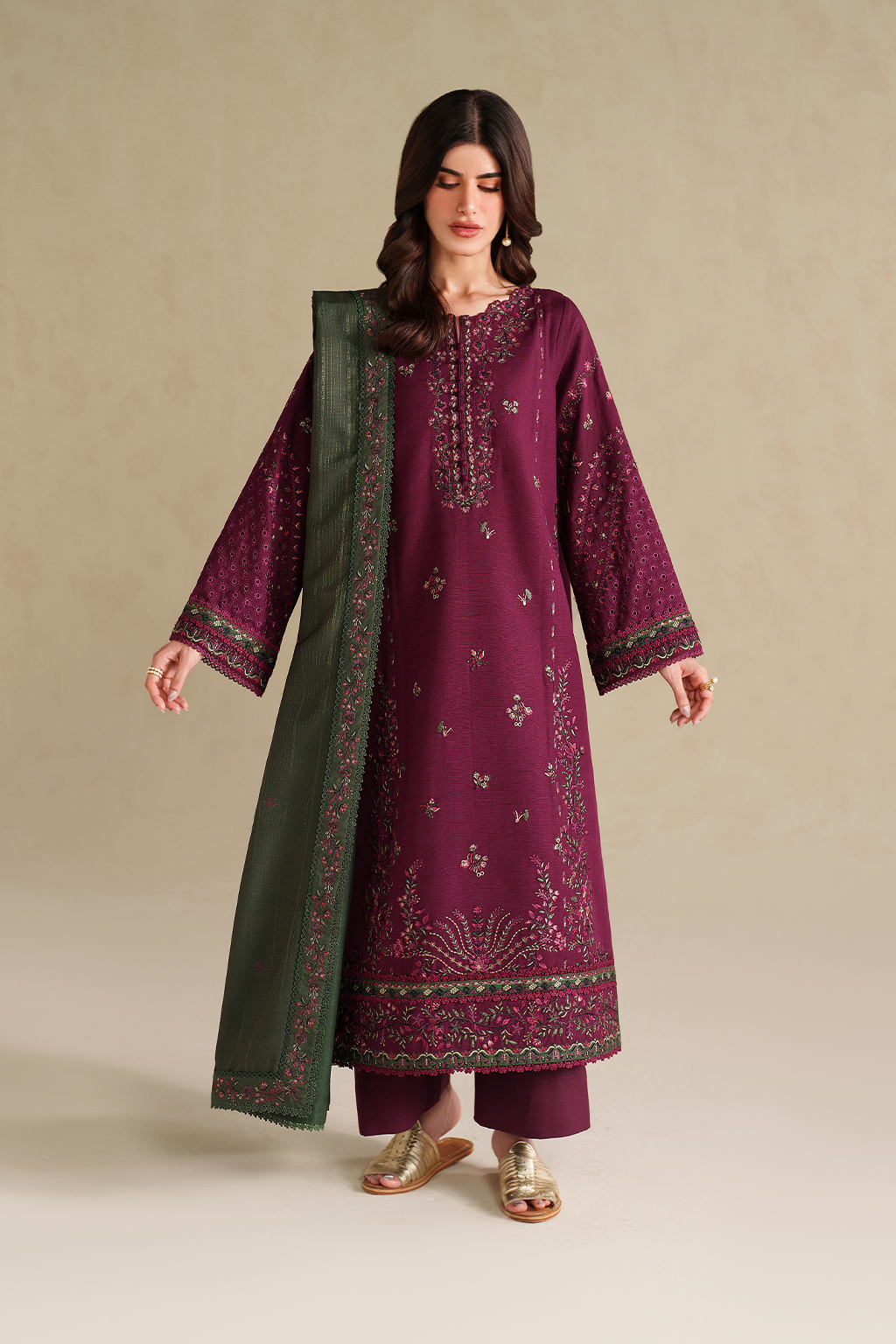 UE-579 Embroidered Khaddar
