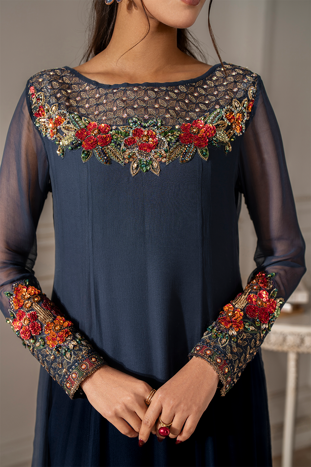 UE-412 Embroidered Chiffon