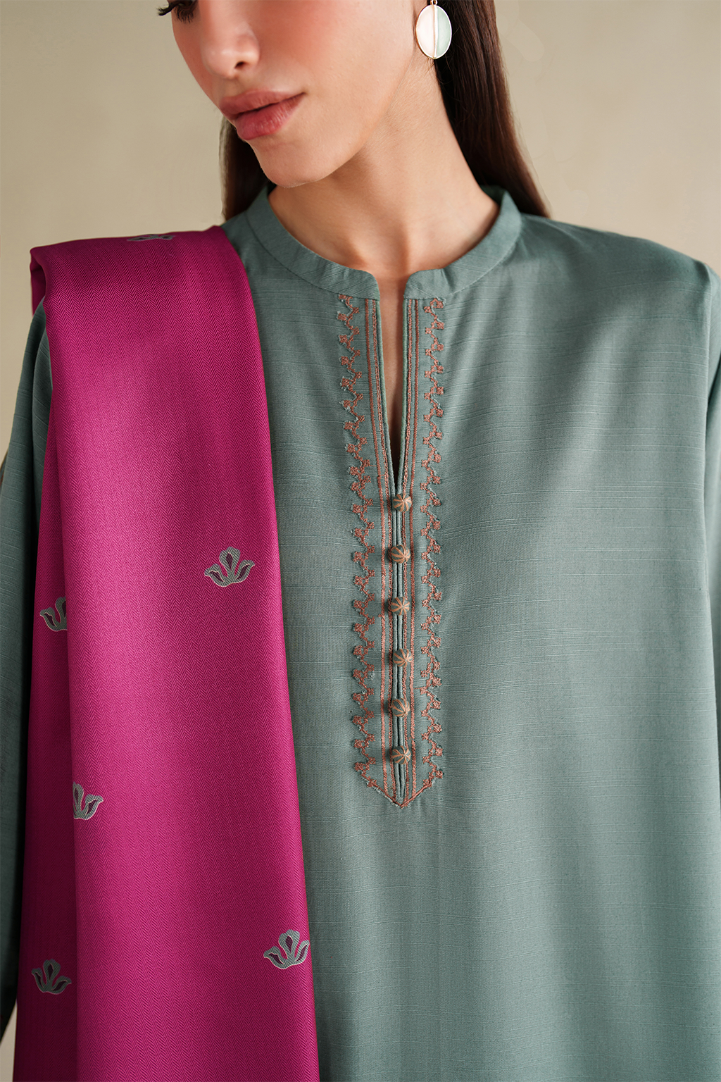 UE-589 Embroidered Khaddar