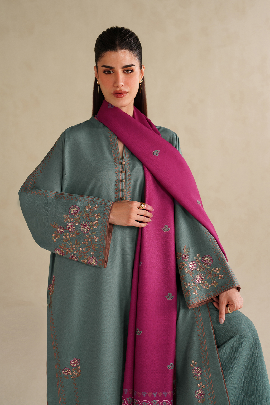 UE-589 Embroidered Khaddar