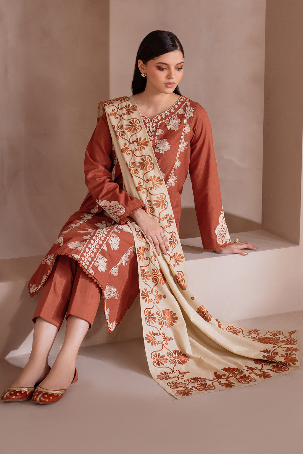 UE-368 Embroidered Khaddar