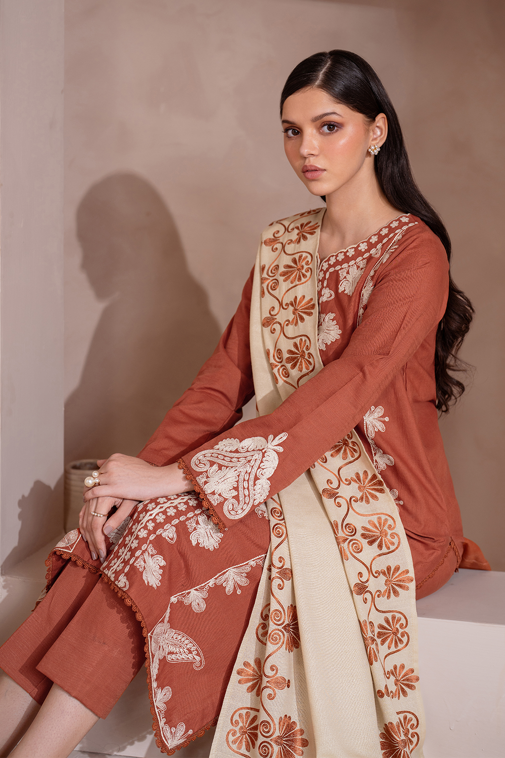 UE-368 Embroidered Khaddar