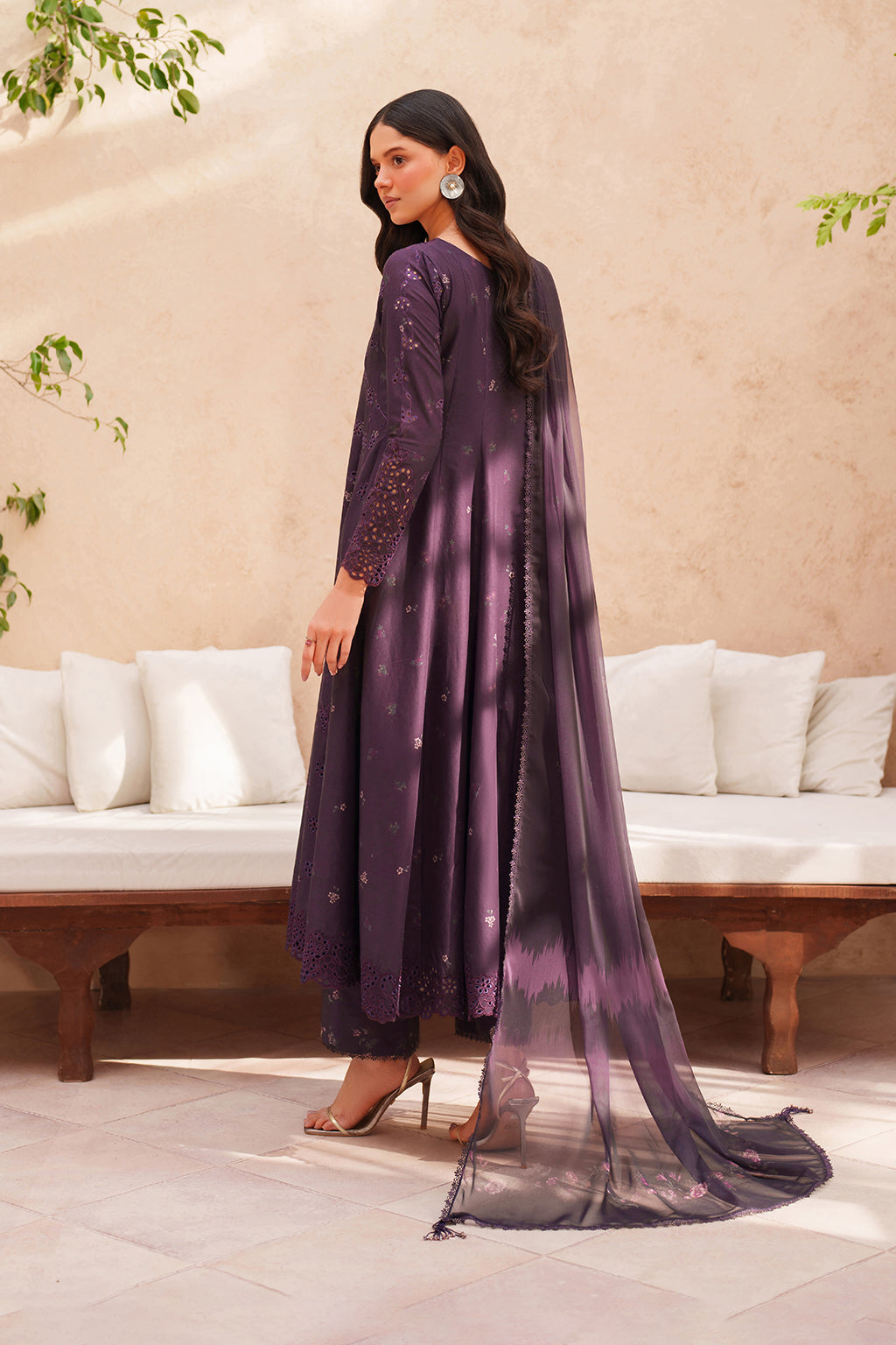 iznik purple dress Purple Embroidered Lawn dress | Iznik