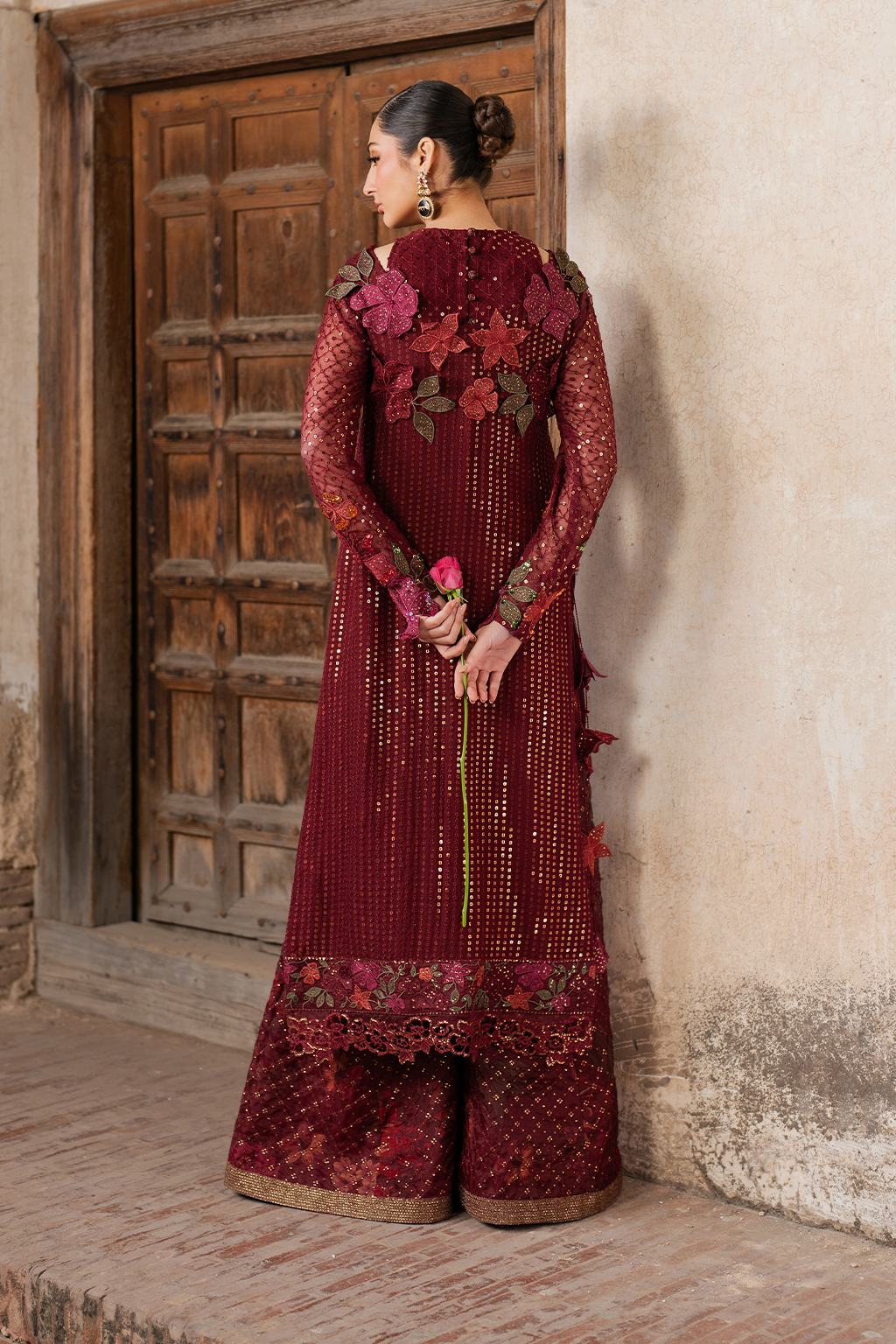 ILC-05 Embroidered Chiffon (Aline Shirt With Sharara)
