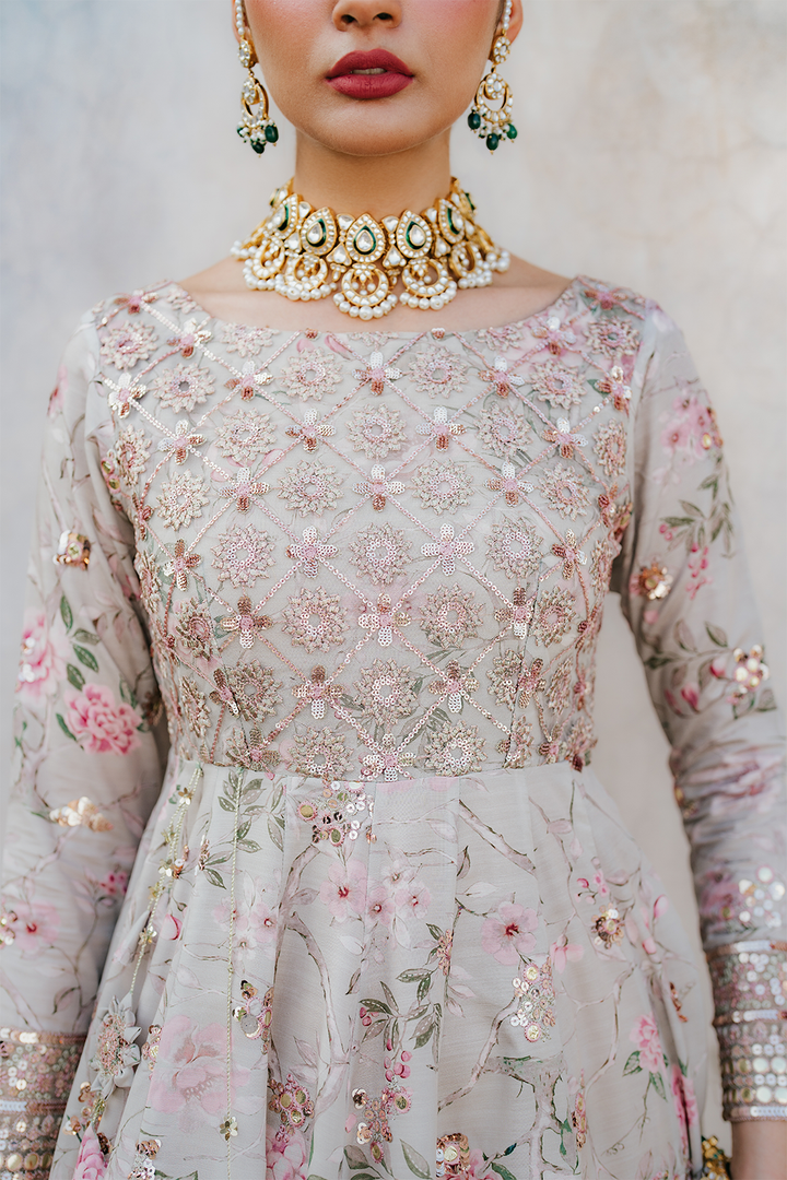 UE-313 Embroidered Raw Silk