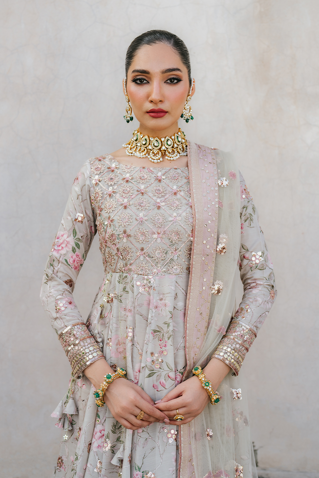 UE-313 Embroidered Raw Silk