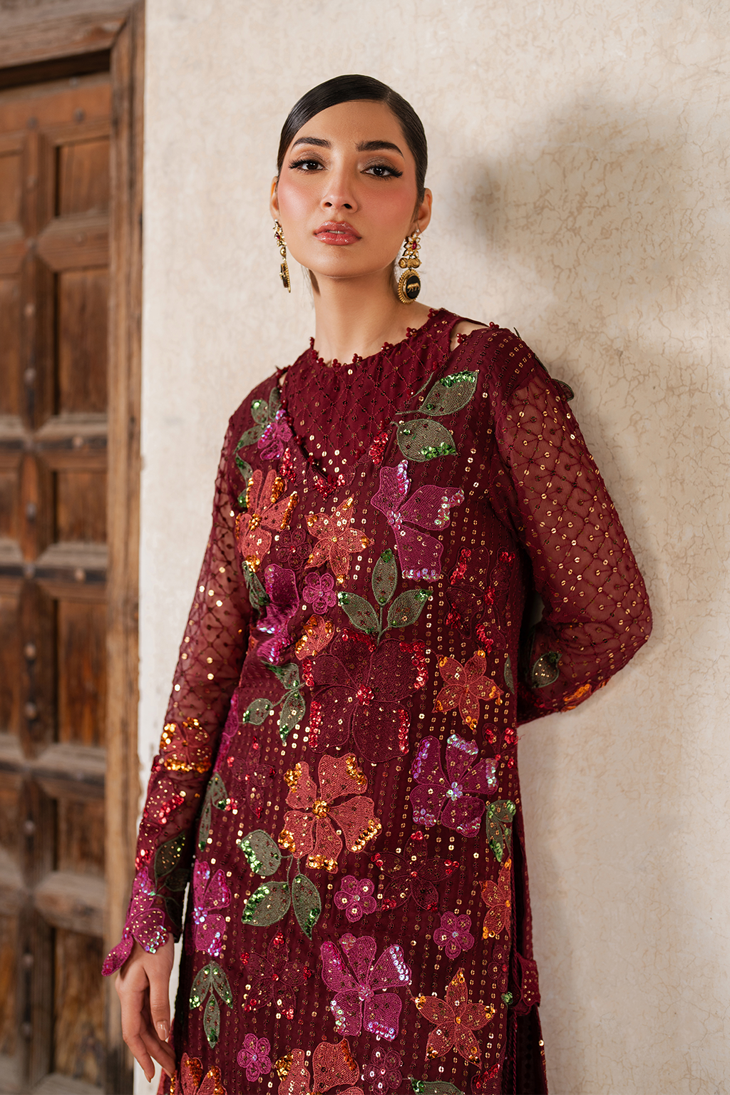 ILC-05 Embroidered Chiffon (Aline Shirt With Sharara)
