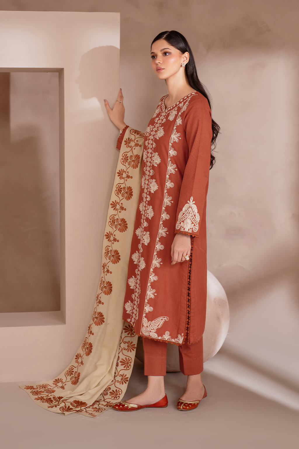 UE-368 Embroidered Khaddar