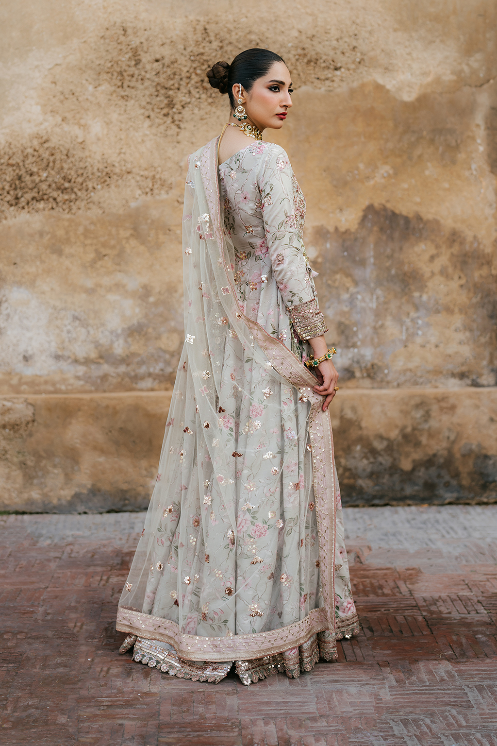 UE-313 Embroidered Raw Silk