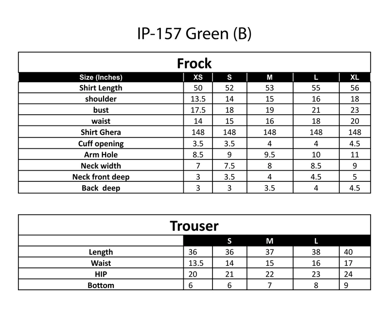 IP-157 (B) Verdant Size Chart