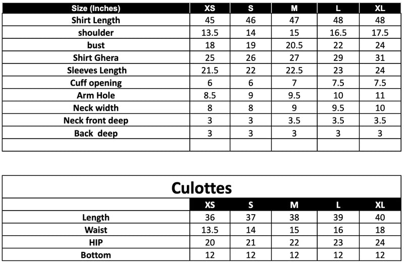 IP-241 Printed Georgette Size Chart