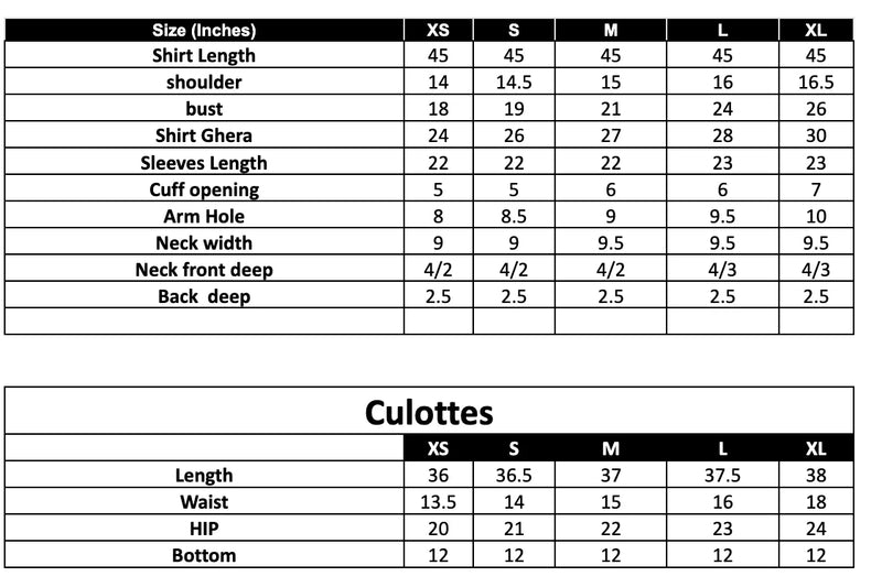 IP-248 Printed Khaddar Size Chart