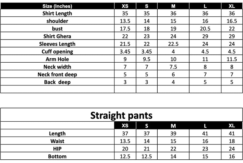 IP-253 Printed Khaddar Size Chart