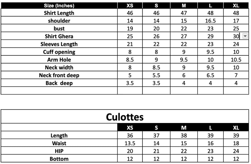 IP-260 Printed Khaddar Size Chart