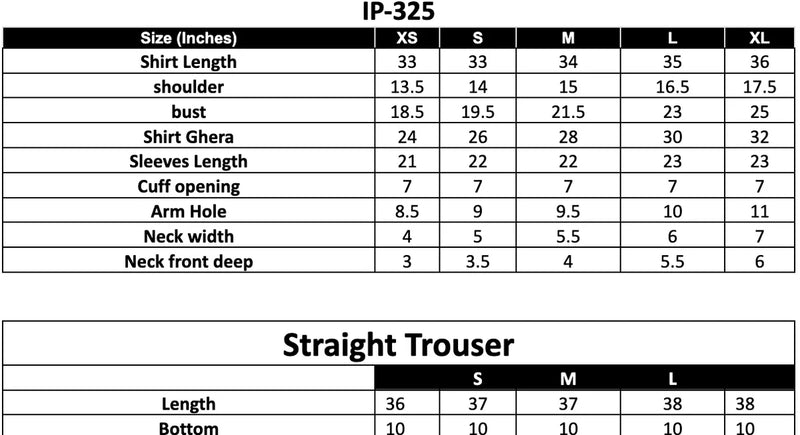 IP-325 Textured Lawn Size Chart