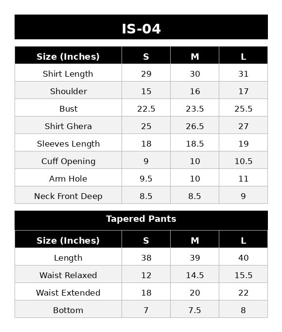 IS-04 Rose Cancan Size Chart