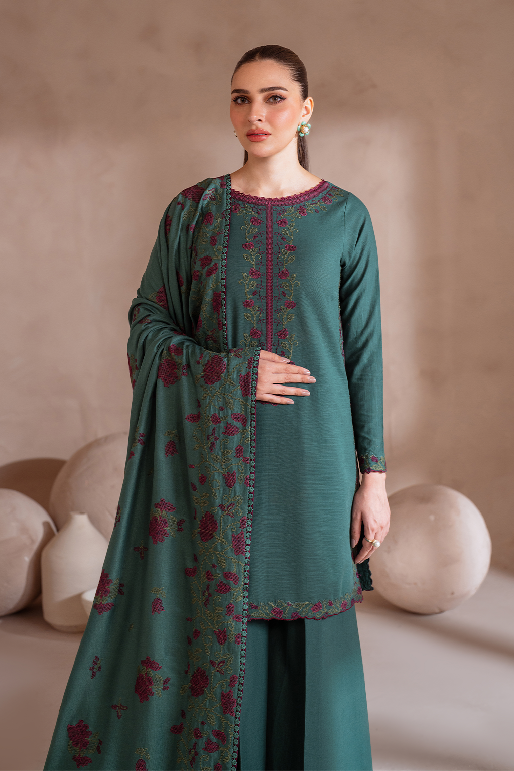 UE-370 Embroidered Khaddar