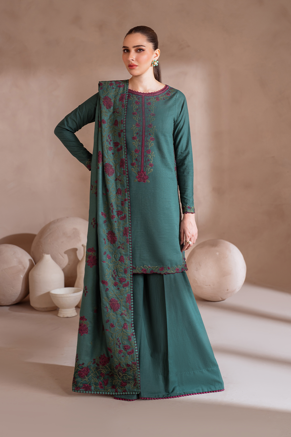 UE-370 Embroidered Khaddar