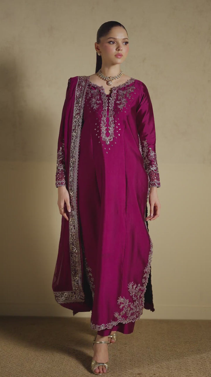 UE-736 Embroidered Sheesha Silk